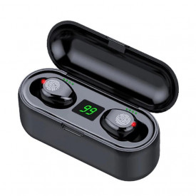 Casti In-Ear Bluetooth TWS F9, Doc incarcare tip Powerbank cu afisaj digital