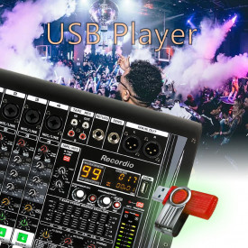 Mixer audio amplificat 2 x 450W, Bluetooth, USB, 99 Efecte digitale, Consola DJ boxe