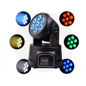 Moving head WASH 7 x 10W RGBW LED, Rotativ 540°, Beam, Strobo, Senzor sunet automat