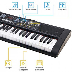 Orga electronica incepatori MQ607 Bluetooth + Microfon, Pian 61 clape, USB, 200 Timbre/Ritmuri