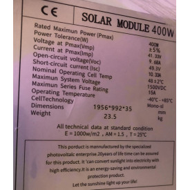 Panou fotovoltaic 400W (solar panel module), 195 x 100 x 35 CM, 23.5KG