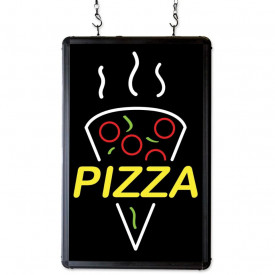 Semn luminos: PIZZA, Reclama LED 45 x 25 cm, Geam vitrina firma pizzerie restaurant