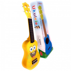 Ukulele 21", Mini chitara de lemn, 4 corzi de nylon pentru copii, Albastra, Roz, Galbena