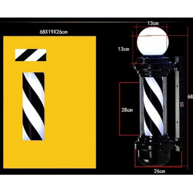 Barber Pole Alb Negru 73CM, Rotativ, Reclama luminoasa frizerie salon coafor