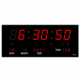 Ceas digital LED 36x15cm, Afisaj mare, Calendar, Temperatura, Secundar