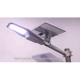 Lampa stradala cu senzor lumina 200W/300W/400W, Cu panou fotovoltaic, brat stalp, telecomanda