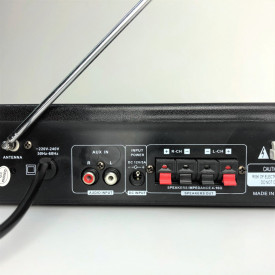 Statie Karaoke cu USB - Amplificator Boxe pasive, Difuzoare Stereo, 2 microfon 6.3mm, VU meter