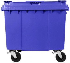Container 660 l capac plat, albastru