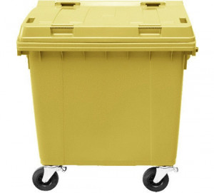 Container 1100 l capac plat, galben