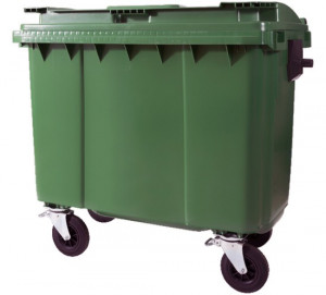Container 660 l capac plat, verde