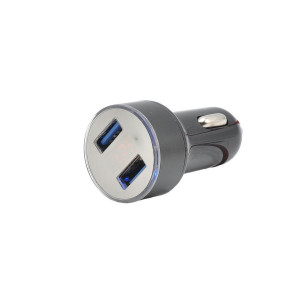 Mini adaptor priza bricheta cu 2 mufe USB si voltmetru pt. moto/auto