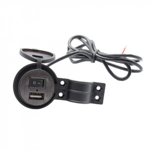 Mini alimentator moto 12V-5V cu priza USB 1,5A si buton on-off