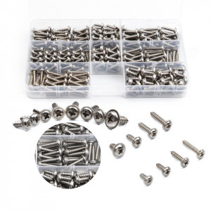 Set 340 bucati suruburi autofiletante din otel inox, cu cap bombat, 8 dimensiuni