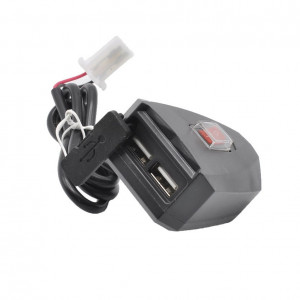 Alimentator moto 5V cu 2 prize USB si buton on/off