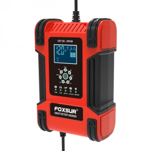 Redresor FOXSUR smart baterii auto/moto/camion cu afisaj digital 12V/12A, 24V/6A