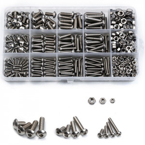Set 515 piese, suruburi otel inox cu cap bombat inbus (M3/M4/M5) si piulite