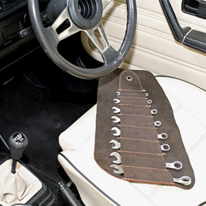 Trusa 8 chei fixe Gunson in husa de piele vintage pentru masini clasice