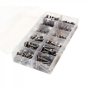 Set 475 piese: suruburi cu cap hexagonal din otel inox, M4, M5, M6, cu piulite, saibe si saibe grover