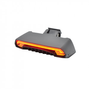 Lampa stop bicicleta reincarcabila USB, cu semnalizatoare LED, lasere laterale si telecomanda wireless, tip R1