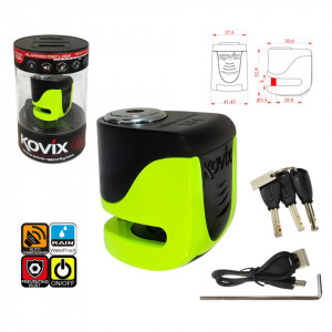 Antifurt moto blocator disc de frana cu alarma KOVIX KS6, culoare verde