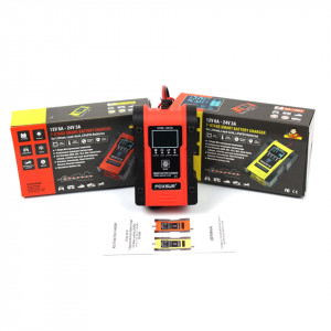 Redresor 12V,6A/24V,3A FOXSUR baterii auto/moto/camion cu afisaj digital