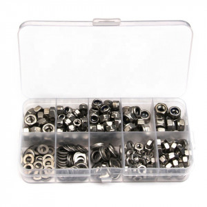 Set 255 de bucati saibe si piulite din otel inox, M4/M5/M6
