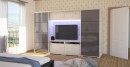Bond tv-s gardrób 318cm 2 Bútorlapos - 2 Magasfényű ajtóval