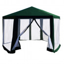 RINGE TYP 1+6 oldal - Kerti pavilon sátor, 3,9x2,5x3,9m, zöld/fehér