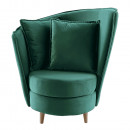 Fotel Art Deco stílusban, smaragd Kronos szövet/tölgy, ROUND NEW