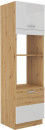 Artisan konyhabútor 60 DPM-210 beépíthető mikró, sütő. Artisan tölgy - Magasfényű fehér eleme