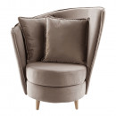 Fotel Art Deco stílusban, taupe barnásszürke Paros szövet/tölgy, ROUND NEW