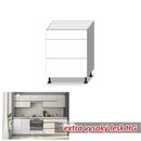 LINE WHITE 3 fiókos alsó szekrény extra magas fényű fehér színben - 60 cm