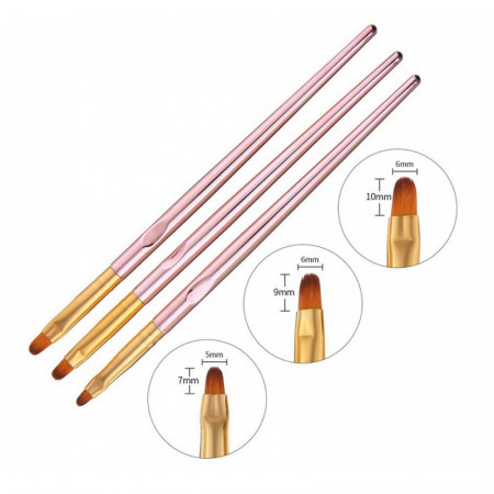 Set 3 Pensule Limba de Pisica Gold Roze