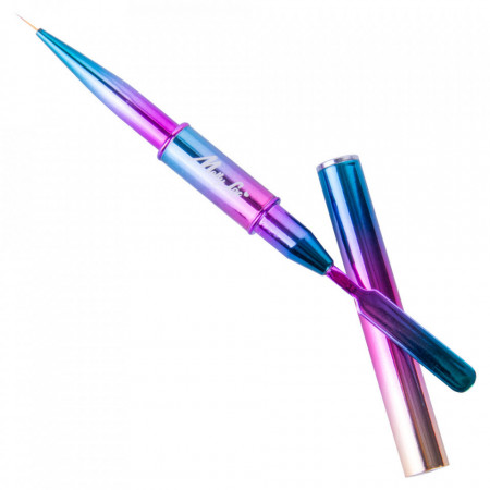 Pensula Liner 2in1 Rainbow MollyLac cu spatula pentru aplicarea polygelului
