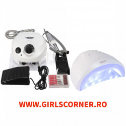 Freza electrica DM 202 35.000 rotatii ALB + Lampa Led / Uv Sun One Putere 48W ALB
