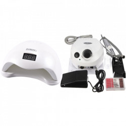 SET Lampa Led / Uv Sun 5 48 W - Alb + Freza electrica DM 202 Alb 35.000 rotatii