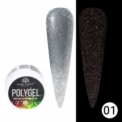 POLYGEL CONSTRUCTIE UNGHII CU SCLIPICI REFLECTORIZANT DISCO POLYGEL 15G, 01