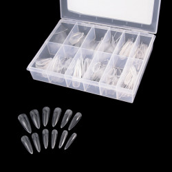 Tipsuri din gel pentru extensia unghiilor 240 buc 12 marimi - Stiletto Mediu