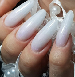 Jelly Pearl White Glitter Gel UV 50 ml - Allepaznokcie (alb laptos cu sclipici fin )