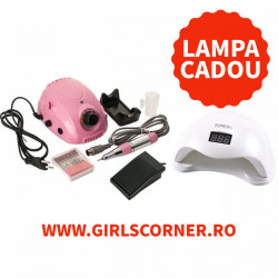 Freza electrica DM 212 35.000 rotatii ROZ + CADOU Lampa Led / Uv Sun 5 Putere 48W ALB