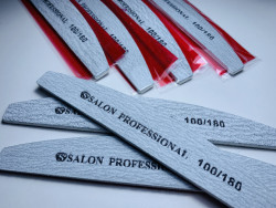 Pila unghii Salon 100/180 Semiluna SET 100 BUCATI, ambalate individual
