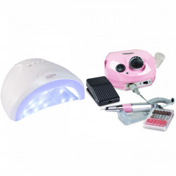 SET Lampa Led / Uv Sun One Putere 24/48W ALB + Freza electrica DM 202 35.000 ROZ rotatii
