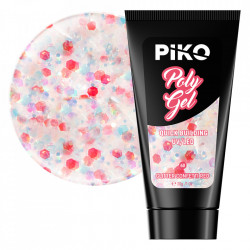 Polygel color Piko, 30 g, 60 Glitter Confetti Red
