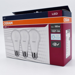 3 db LED-izzó készlet Osram, E27, 13W (100W), 1521 lm, A +, semleges fény (4000K)