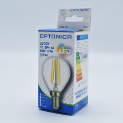 Vintage LED izzó, E14, 4W (32W), meleg fehér fény, 400 lm, A ++, Optonica