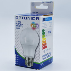 LED izzó 9W (54W), 806 lm, meleg fény, A +, Optonica