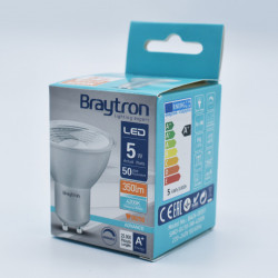 LED izzó GU10 5W 120 fok, szabályozható, Braytron, semleges fény