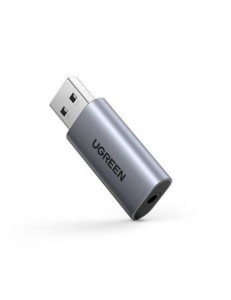 Placa de sunet UGREEN CM383 USB la mini jack de 3,5 mm (gri)