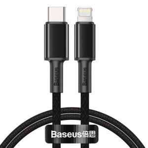 Cablu de date Baseus USB tip C - Lightning încărcare rapidă 20 W 1 m negru