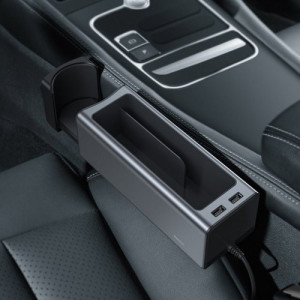 Organizator auto cu 2 porturi USB si suport pahar Baseus Negru